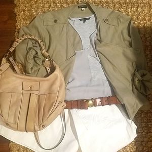 Linen drape collar jacket